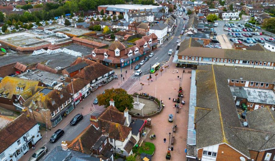 An ariel shot of Hailsham Town Centre