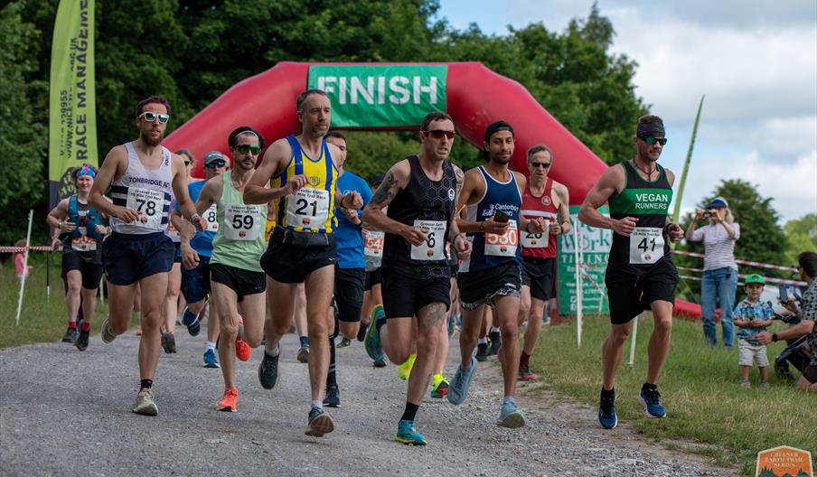 Participants running on course