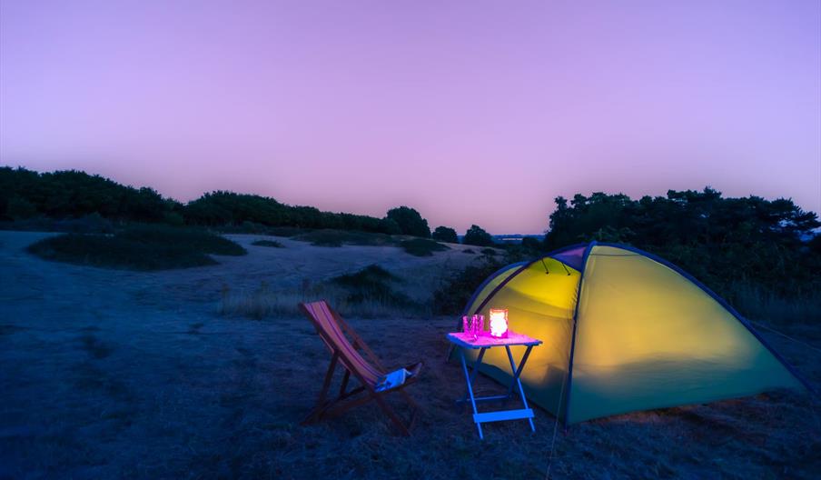 Groombridge camping tent at night