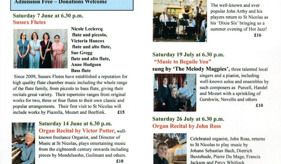 leaflet of summer events for St Nicolas Church Pevensey