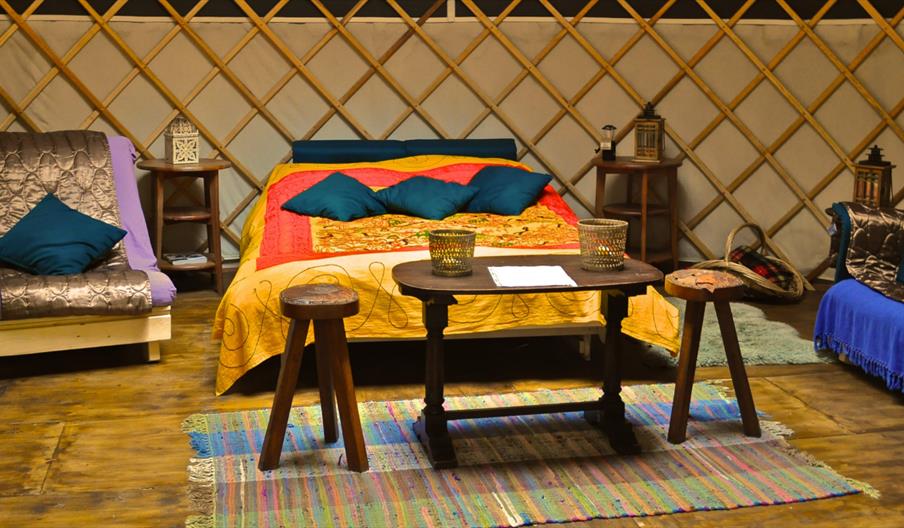 Interior shot of Yurt bedroom