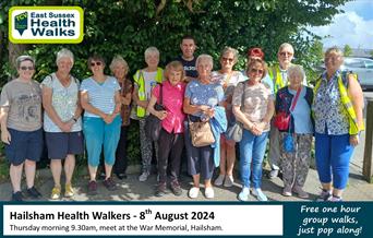 A group of walkers, standing in the sunshine in Hailsham