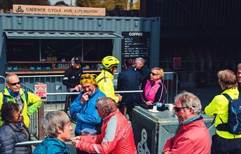 Cadence Cycle Hub cafe people drinking