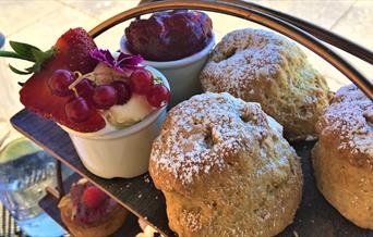 Scones Berries and raspberries and cream