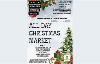 a poster for an all-day Christmas Market at Basepoint, Crowborough on the 4th December