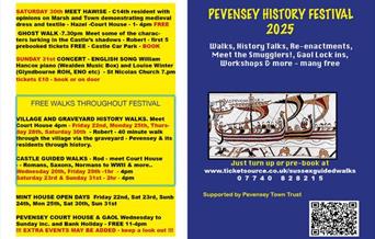 leaflet with events going on at the Pevensey History Festival 2025