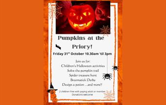 A promotional poster for the event Pumpkins at the Priory