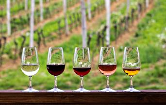 Five different types of wine