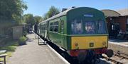 The Worth Halt vintage diesel train at Lavender Line Isfield Station