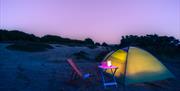 Groombridge camping tent at night