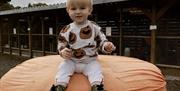 Image of a child on a pumpkin at Blackberry Farm Park