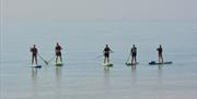 Group of paddleboarders in water