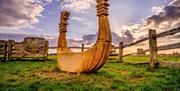 Wooden Boat Sculpture Pevensey Castle