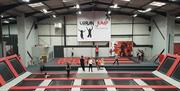 Children in indoor on trampolines