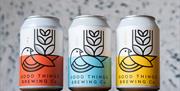Three cans of beer from Good Things Brewing