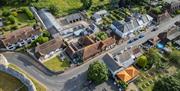 An aerial shot of Pevensey High Street, with The Mint House near the end