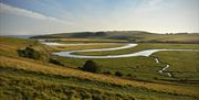 river winding through green hills