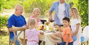 Family eating outside