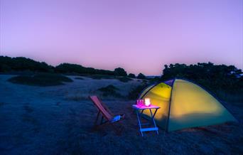 Groombridge camping tent at night