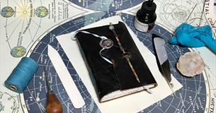 Charms and Curses Spellbook - a leather wraparound bookbinding workshop