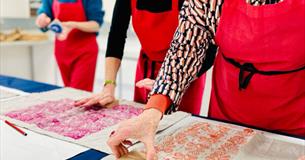 Block Print Linocut Patterns with Natural Dye Inks on Fabric