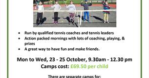 Tennis camps at Victoria Park over the October half term