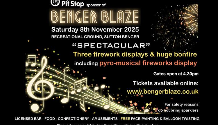 Benger Blaze 2025 - Sutton Benger's Bonfire and Fireworks Display