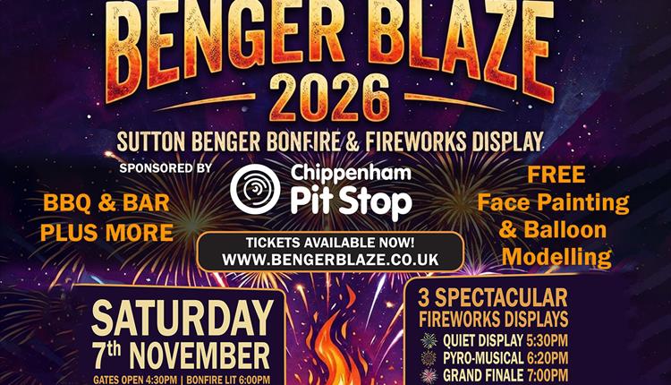 Benger Blaze 2026 - Sutton Benger's Bonfire and Fireworks Display