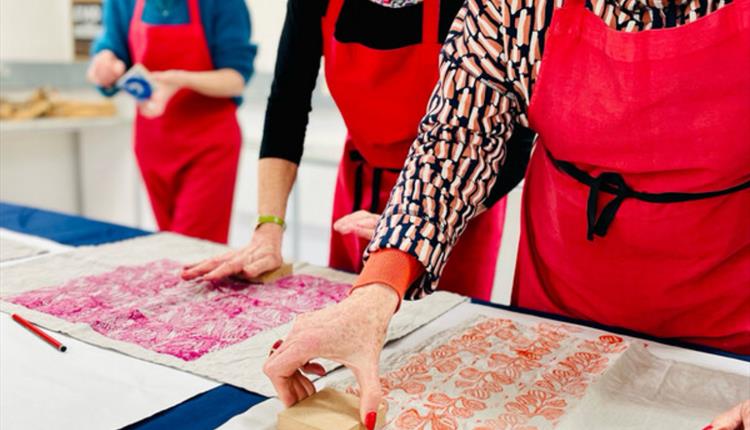 Block Print Linocut Patterns with Natural Dye Inks on Fabric