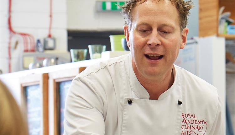 Peter Demonstrating at Vaughan's Cookery School