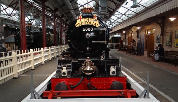 front of steam engine at STEAM museum of the Great Western Railway