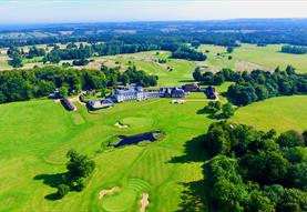 Bowood hotel from above surrounded by green fields