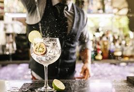 Gin pouring into glass