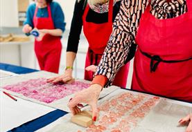 Block Print Linocut Patterns with Natural Dye Inks on Fabric