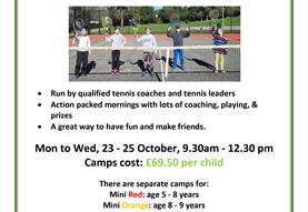 Tennis camps at Victoria Park over the October half term