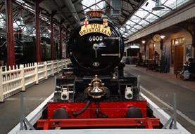 front of steam engine at STEAM museum of the Great Western Railway