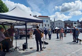 Musicians performing outside