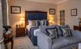 Interior of one of the bedrooms at Lucknam Park in Thickwood, near Bath