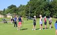 Women playing golf