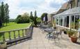 Cricklade House Hotel outside patio and conservatory