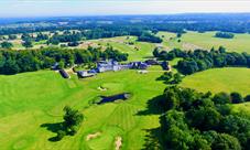Bowood hotel from above surrounded by green fields