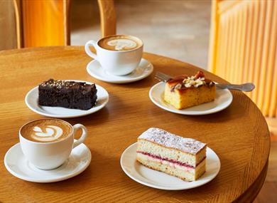 Windsor Castle Undercroft Café coffee and cakes. Credit: Royal Collection Trust / © His Majesty King Charles III 2024.