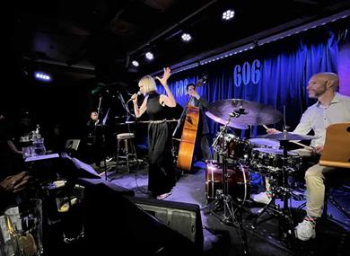 Sarah Jane Eveleigh Quartet performing on stage