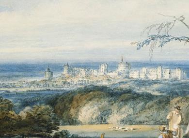 Pencil and watercolour drawing of Windsor Castle by JMW Turner