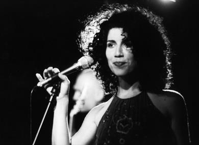 Lily Dior - black and white with microphone