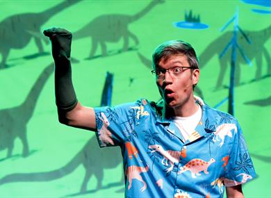 The Great Big Dinosaur Show - Man with sock puppet