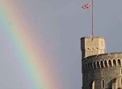 ©RCT - Union Flag Half Mast Round Tower Rainbow