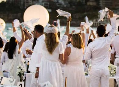 People wearing white clothing