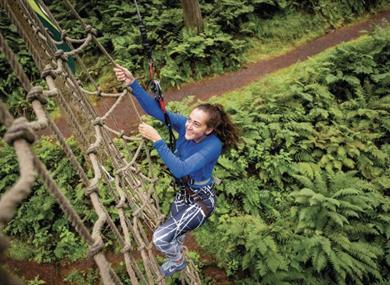 Go Ape Bracknell | person climbing ropes in the trees