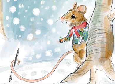 A Winter's Tail | a mouse holding a paint brush in its tail